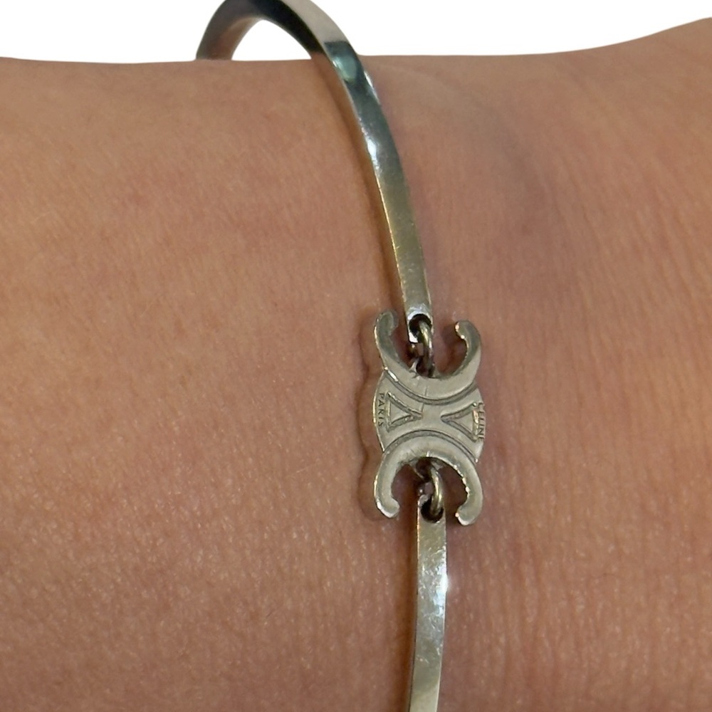 Celine Paris Adjustable Cuff Bracelet – Silver Tone – Authentic